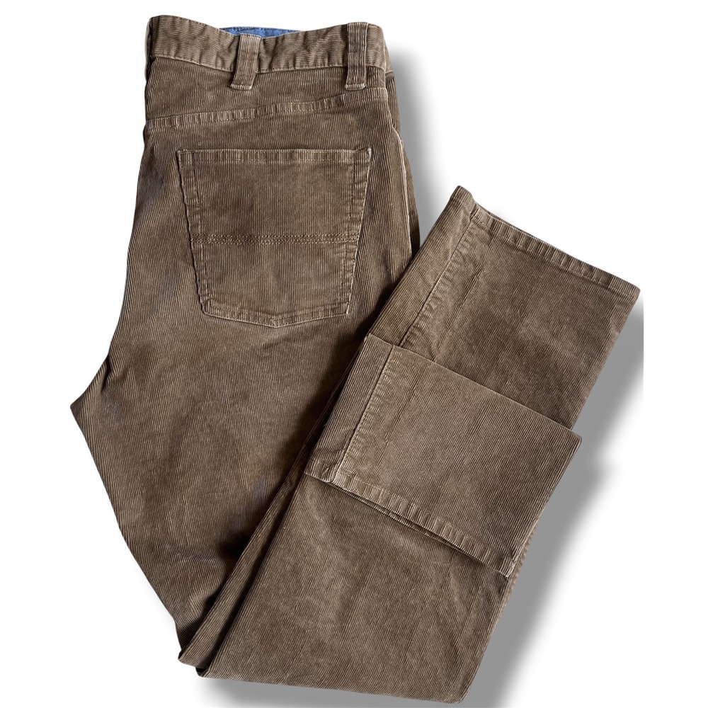 LL Bean Mens Corduroy Pants 35x30 Brown Standard Fit Stretch 502837 Cotton Blend